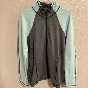 Zella Gray and Light Blue Zip-Up Jacket Sheer back panel | Size XL